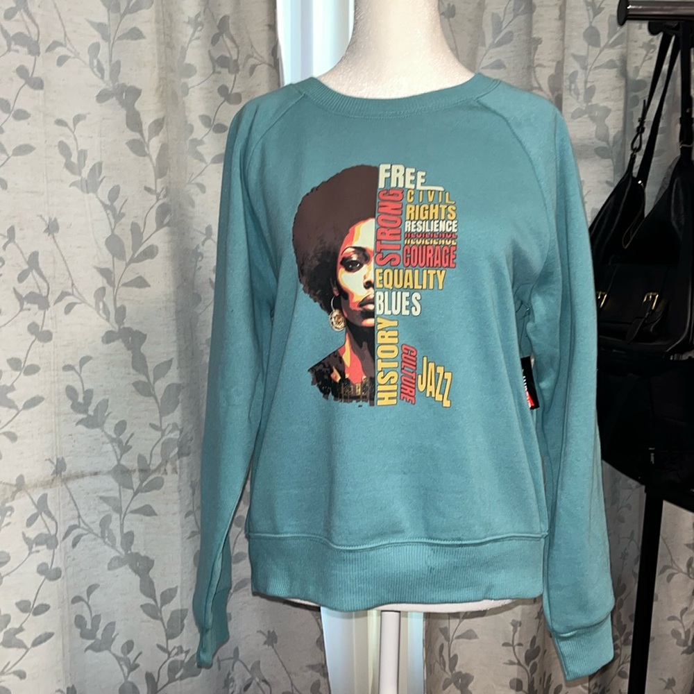 NWT Indent Civil Rights teal size Medium sweatshirt!